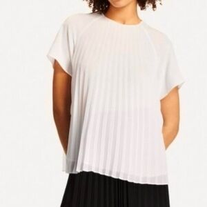 XXS KATE SPADE New York Short Sleeved Accordion Pleated Blouse in Ivory